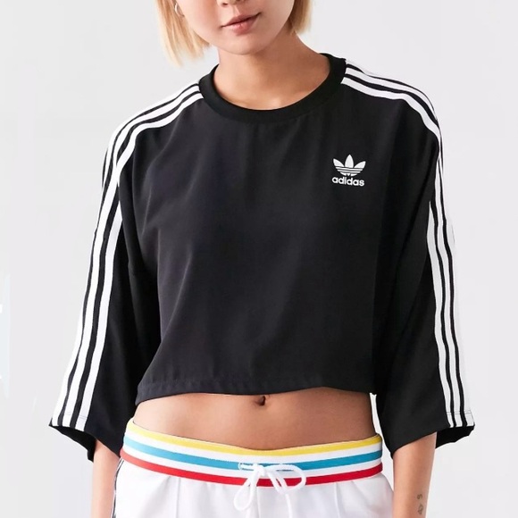 ADIDAS Originals 3-Stripe Boxy Chiffon Tee Crop Top - Picture 1 of 9